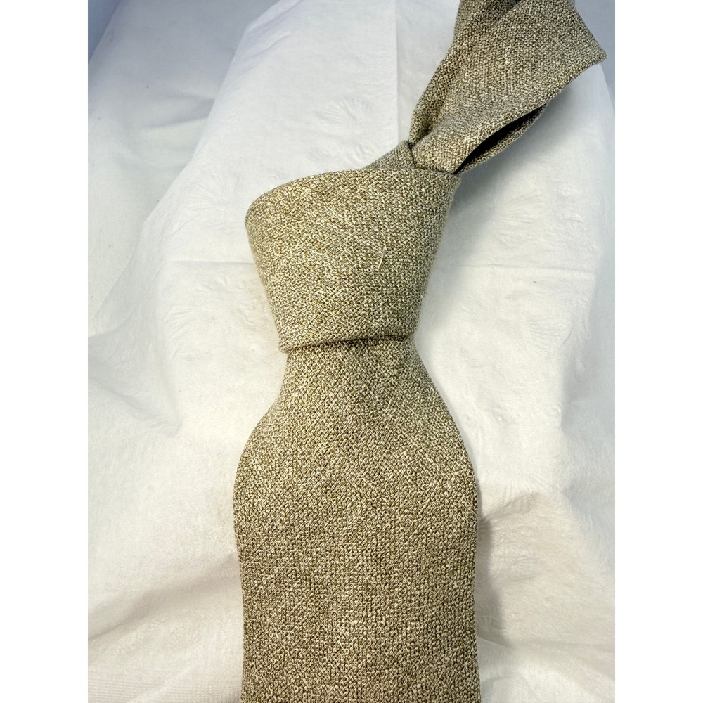 Hermes Paris Tan Linen Tie Made in France Pristine